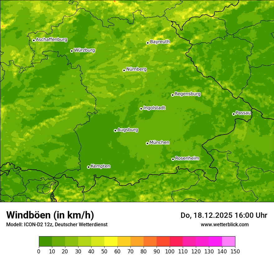Modellkarten Windgeschwindigkeit