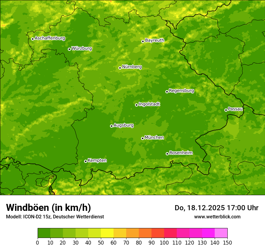 Modellkarten Windgeschwindigkeit