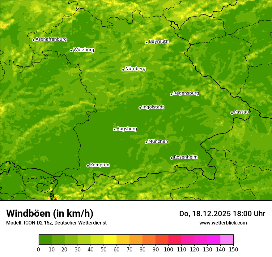 Modellkarten Windgeschwindigkeit
