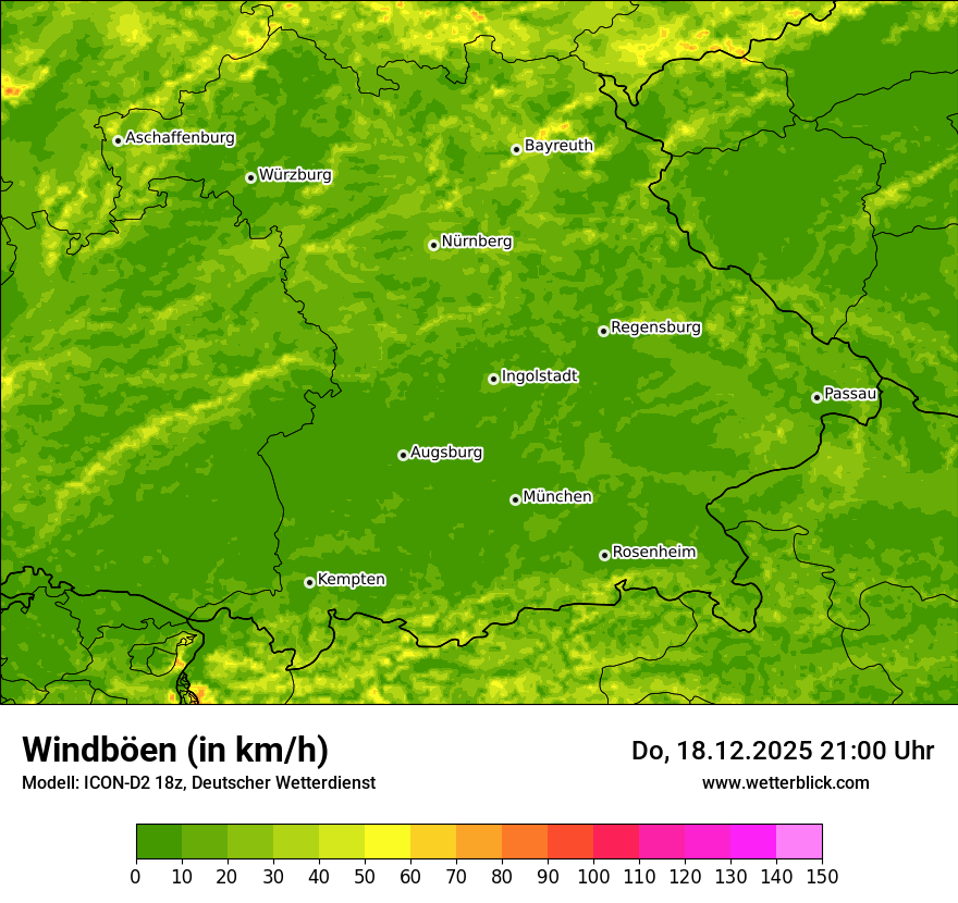 Modellkarten Windgeschwindigkeit