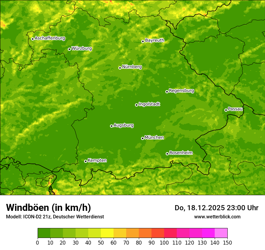 Modellkarten Windgeschwindigkeit