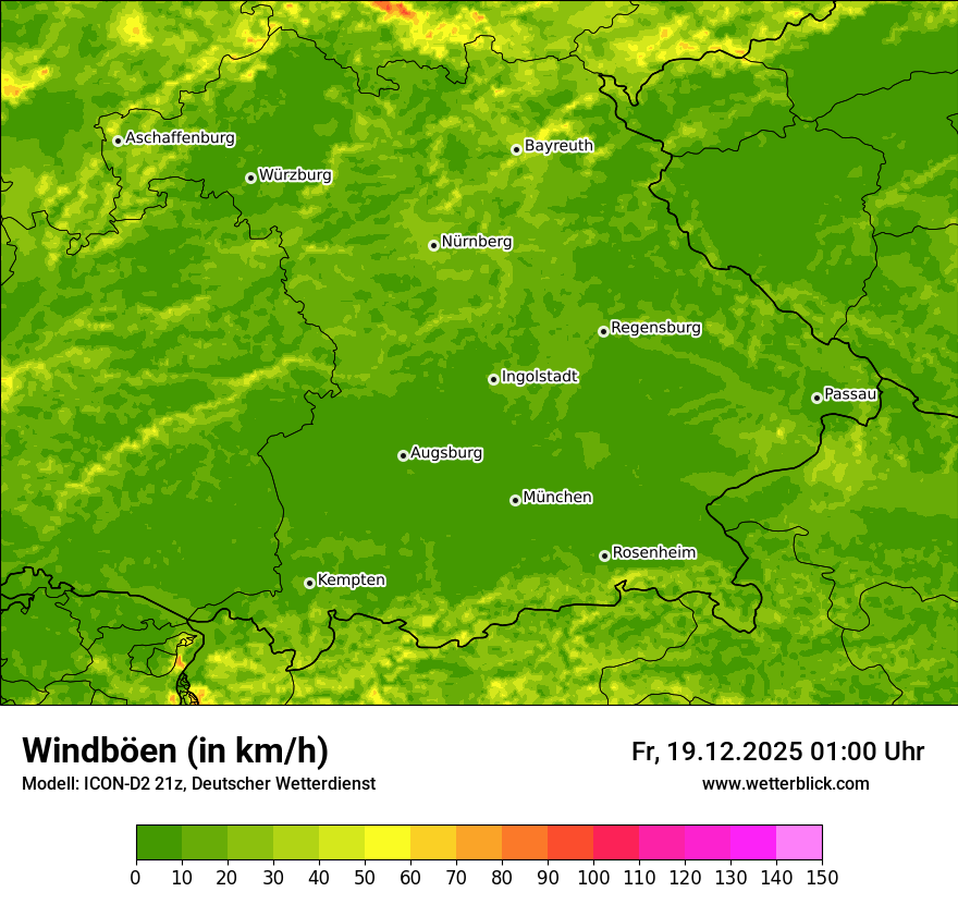 Modellkarten Windgeschwindigkeit
