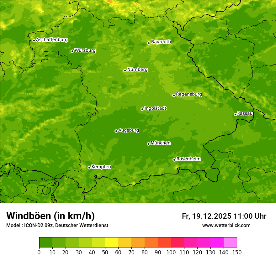 Modellkarten Windgeschwindigkeit