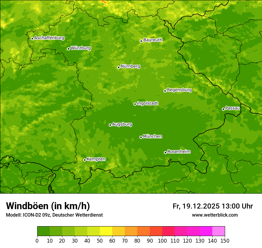 Modellkarten Windgeschwindigkeit