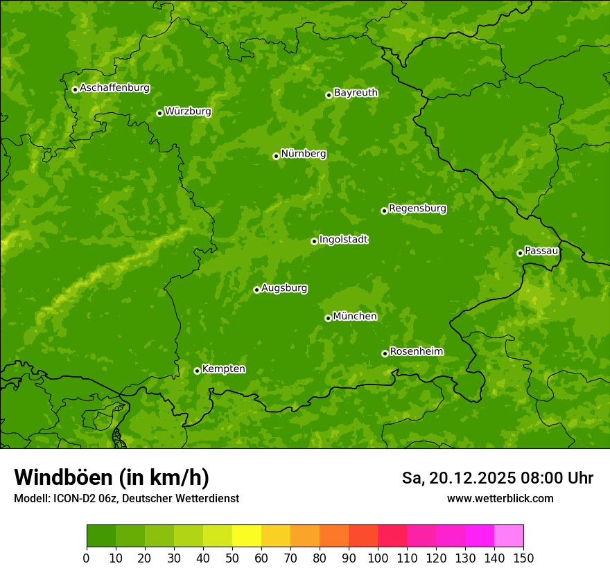 Modellkarten Windgeschwindigkeit