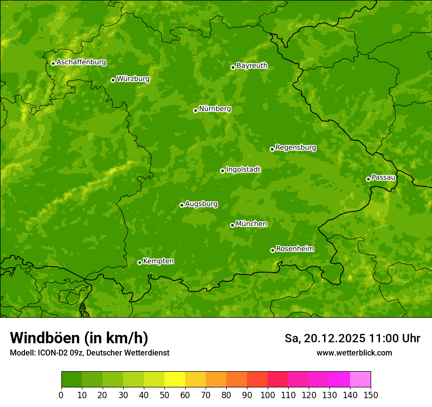 Modellkarten Windgeschwindigkeit