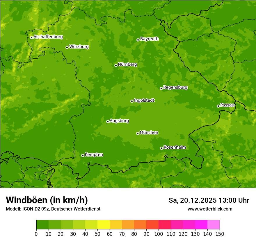 Modellkarten Windgeschwindigkeit
