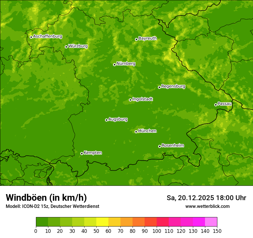 Modellkarten Windgeschwindigkeit