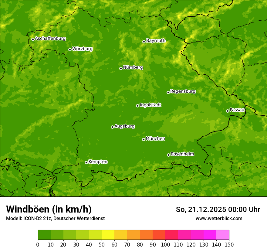 Modellkarten Windgeschwindigkeit