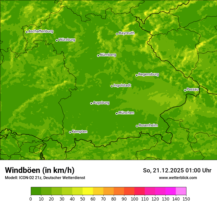 Modellkarten Windgeschwindigkeit