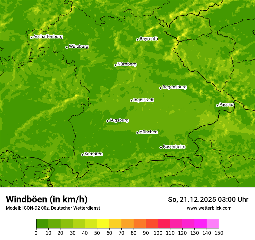 Modellkarten Windgeschwindigkeit