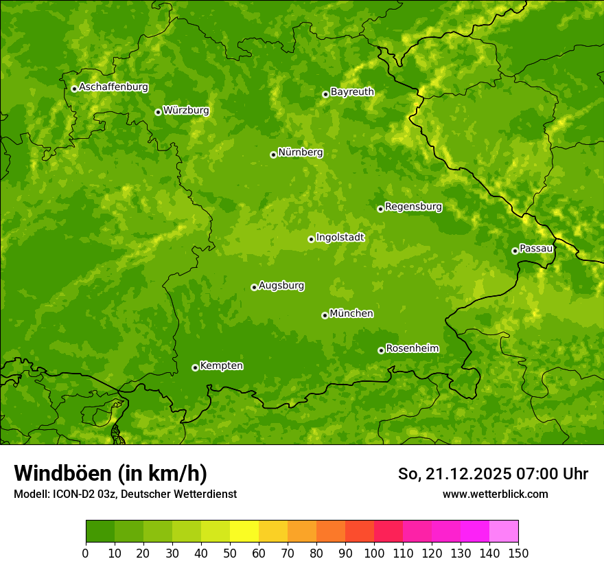 Modellkarten Windgeschwindigkeit