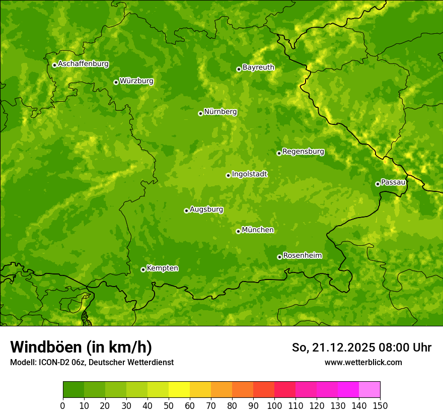 Modellkarten Windgeschwindigkeit