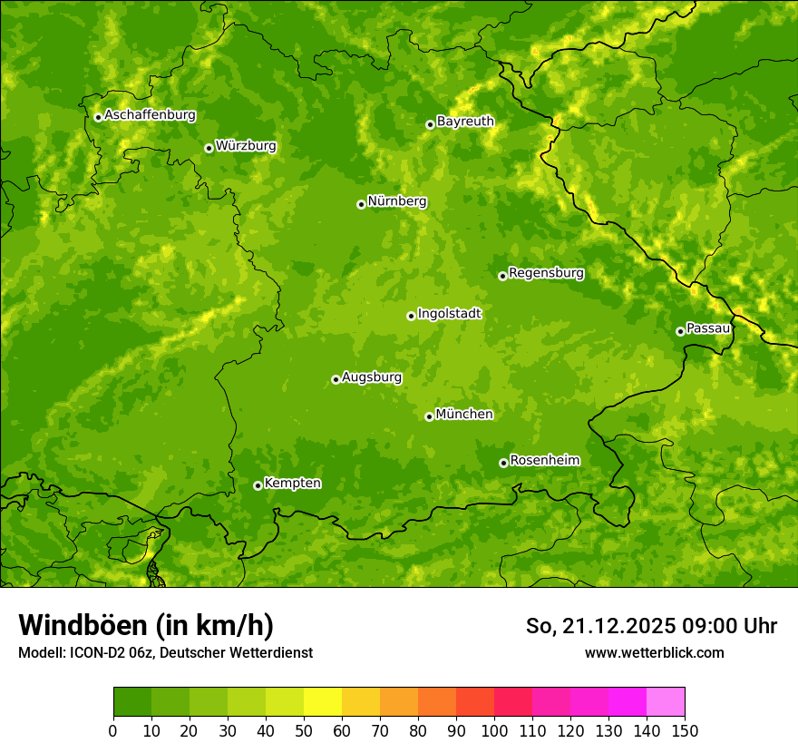 Modellkarten Windgeschwindigkeit