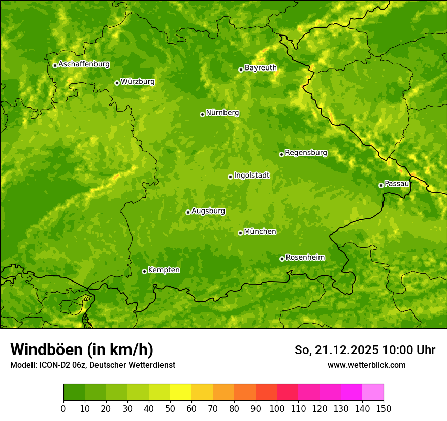 Modellkarten Windgeschwindigkeit