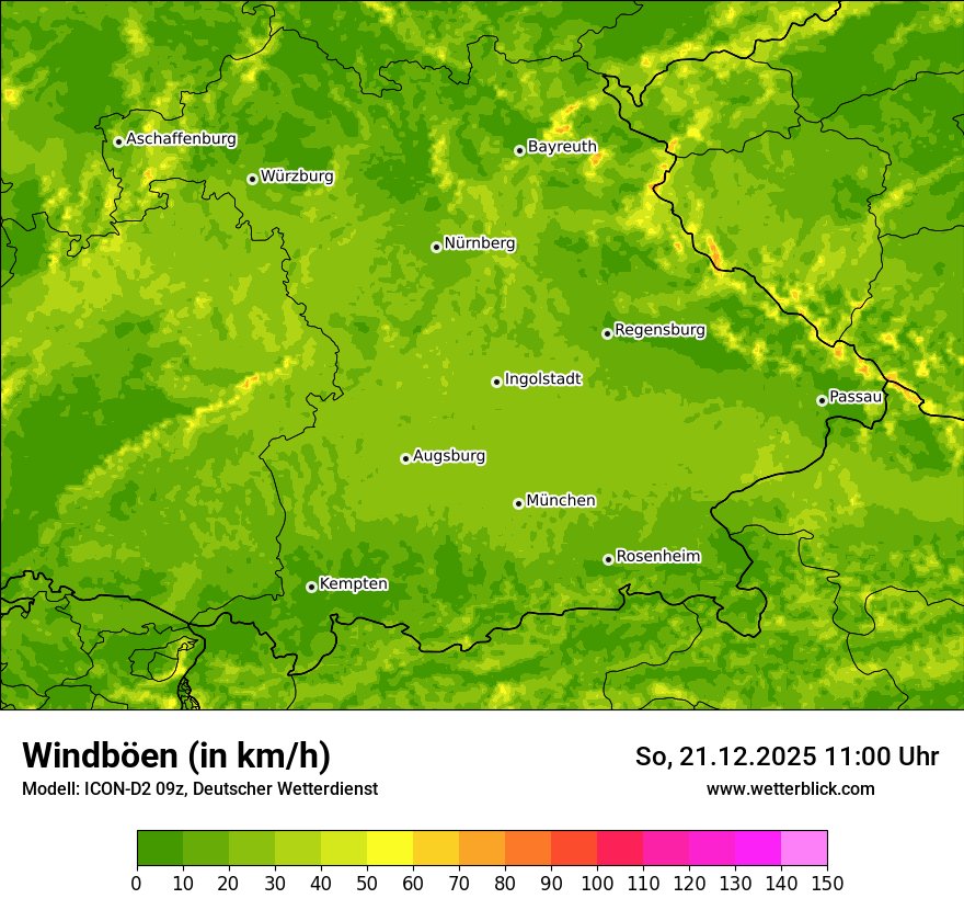Modellkarten Windgeschwindigkeit