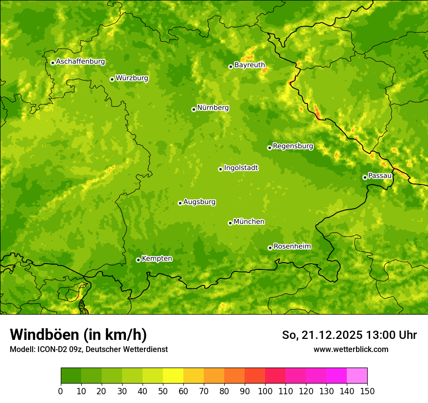 Modellkarten Windgeschwindigkeit