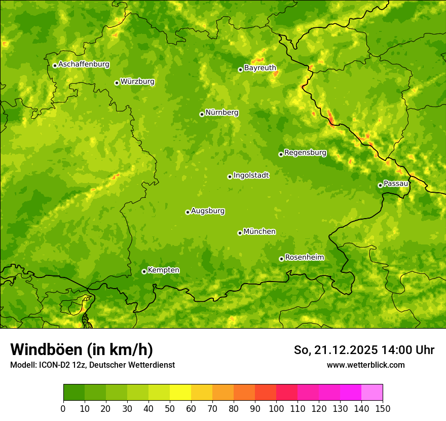Modellkarten Windgeschwindigkeit