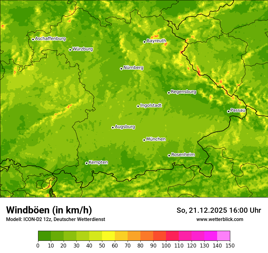 Modellkarten Windgeschwindigkeit