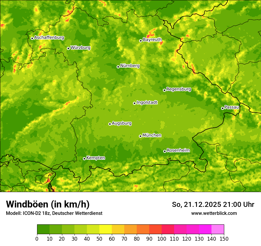 Modellkarten Windgeschwindigkeit