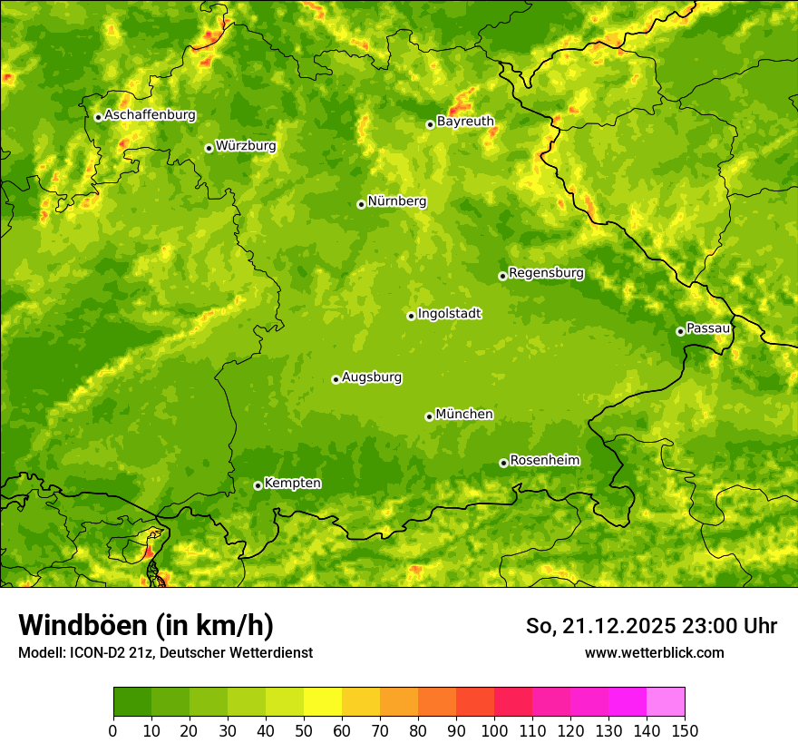 Modellkarten Windgeschwindigkeit