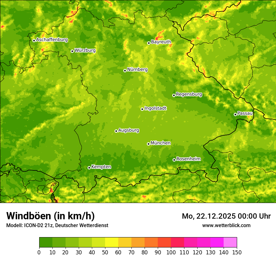 Modellkarten Windgeschwindigkeit