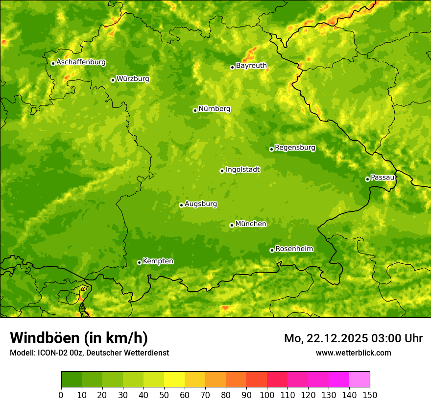 Modellkarten Windgeschwindigkeit
