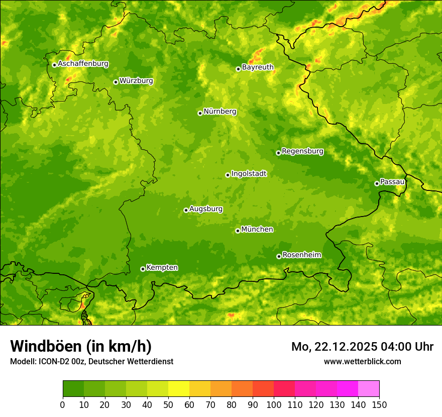 Modellkarten Windgeschwindigkeit