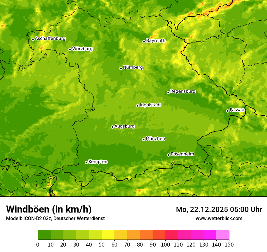 Modellkarten Windgeschwindigkeit
