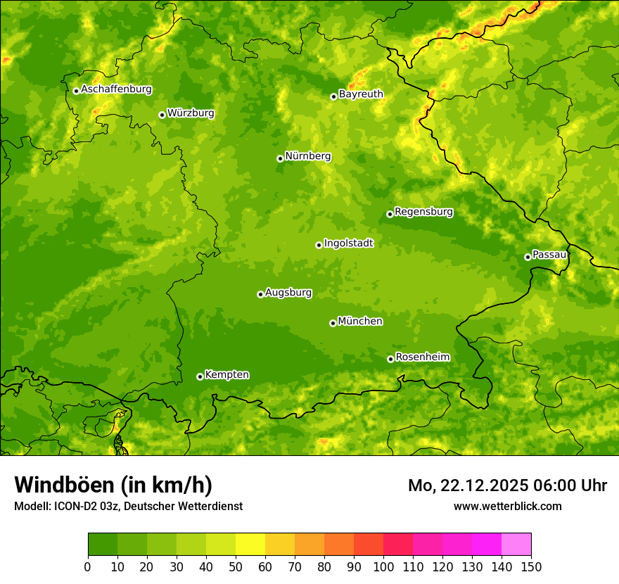 Modellkarten Windgeschwindigkeit