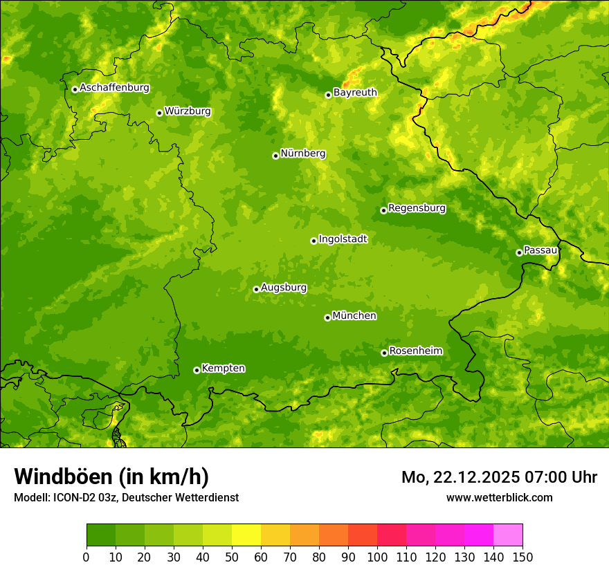 Modellkarten Windgeschwindigkeit