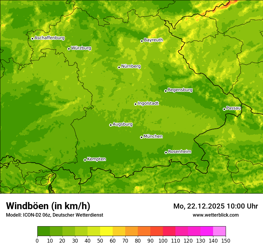 Modellkarten Windgeschwindigkeit