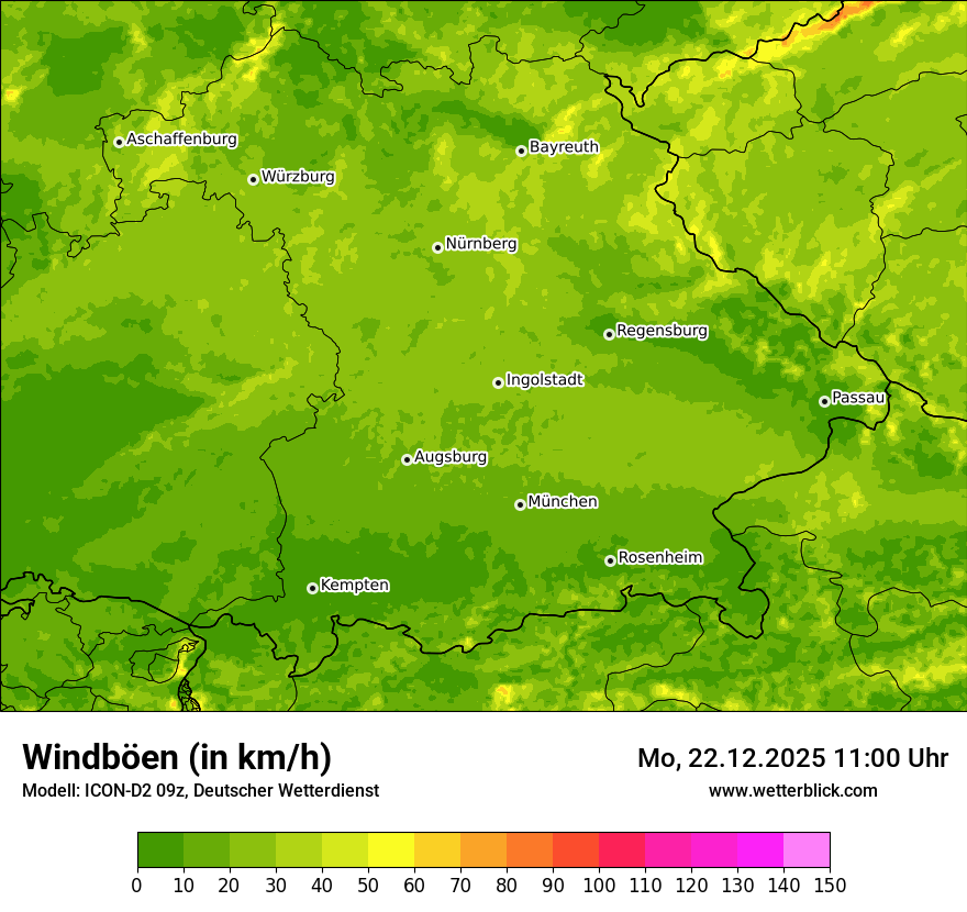 Modellkarten Windgeschwindigkeit