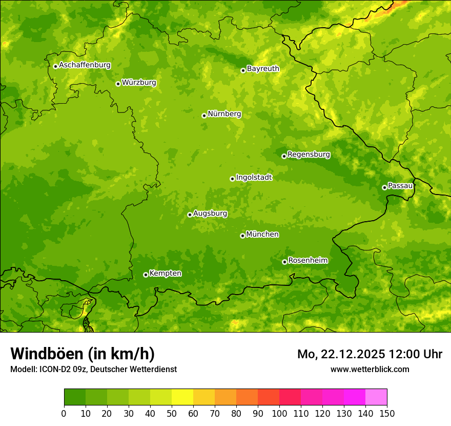 Modellkarten Windgeschwindigkeit