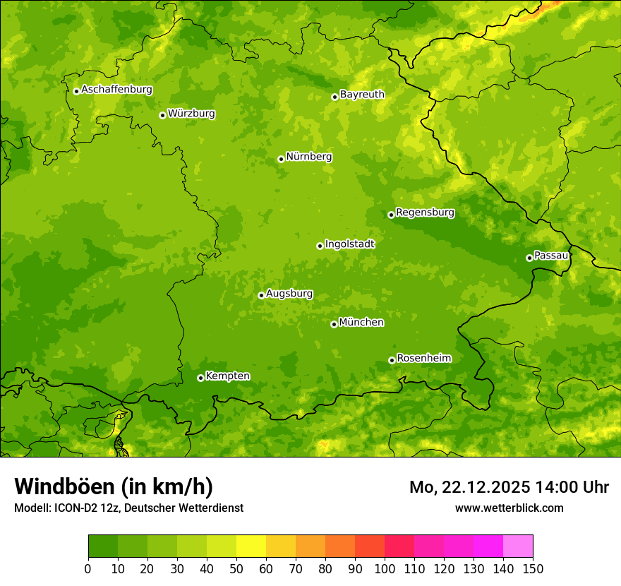 Modellkarten Windgeschwindigkeit