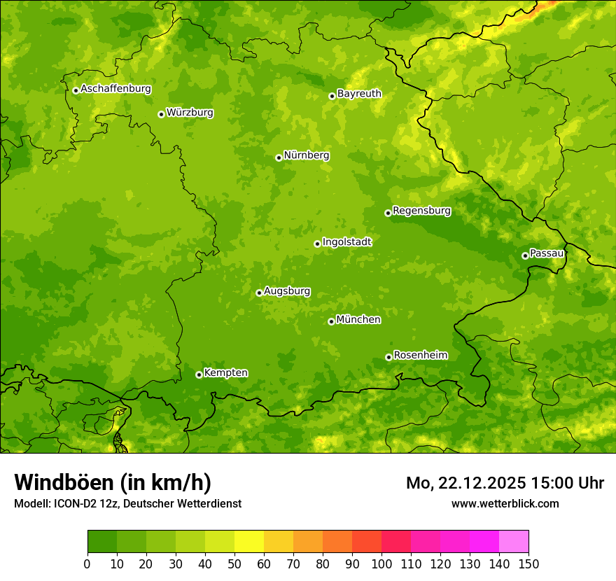 Modellkarten Windgeschwindigkeit