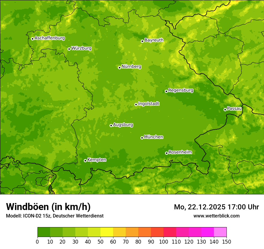 Modellkarten Windgeschwindigkeit