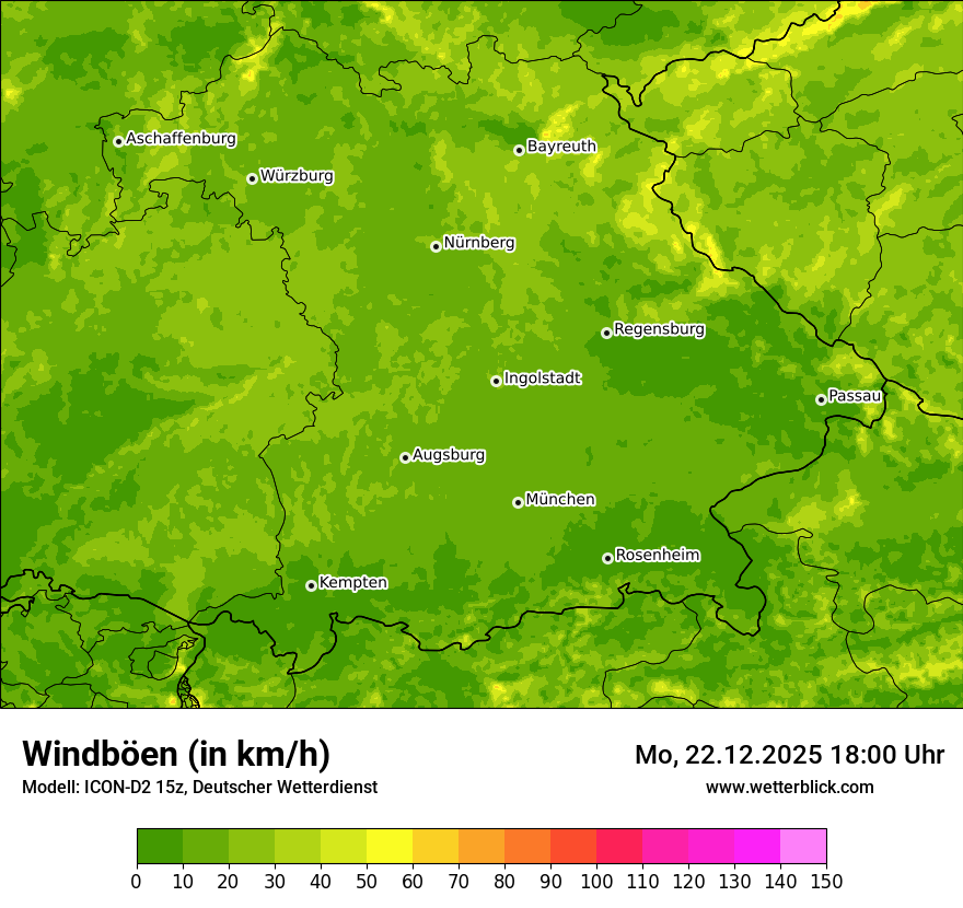 Modellkarten Windgeschwindigkeit