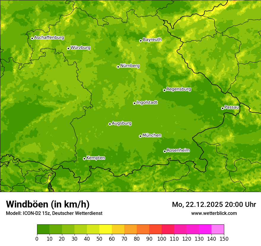 Modellkarten Windgeschwindigkeit