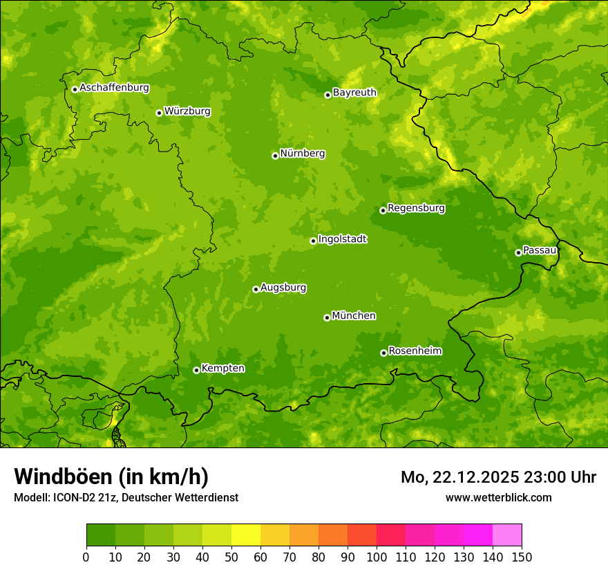 Modellkarten Windgeschwindigkeit