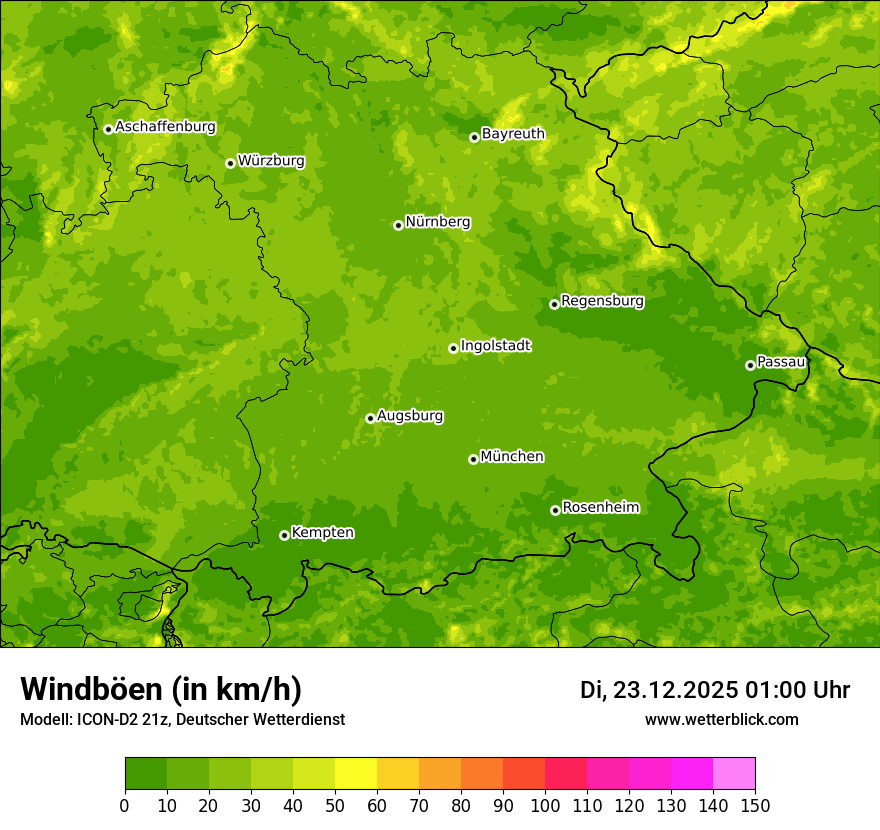 Modellkarten Windgeschwindigkeit