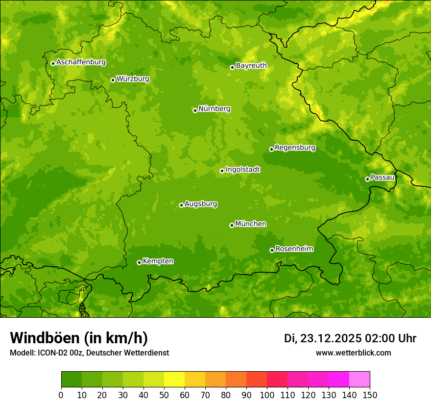 Modellkarten Windgeschwindigkeit