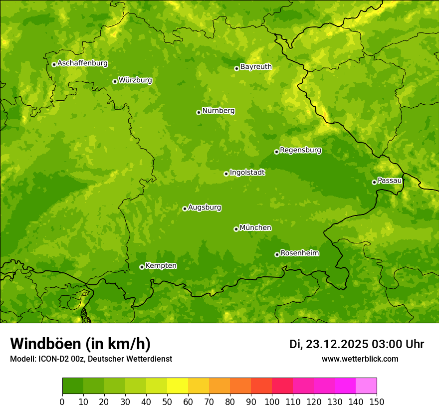 Modellkarten Windgeschwindigkeit