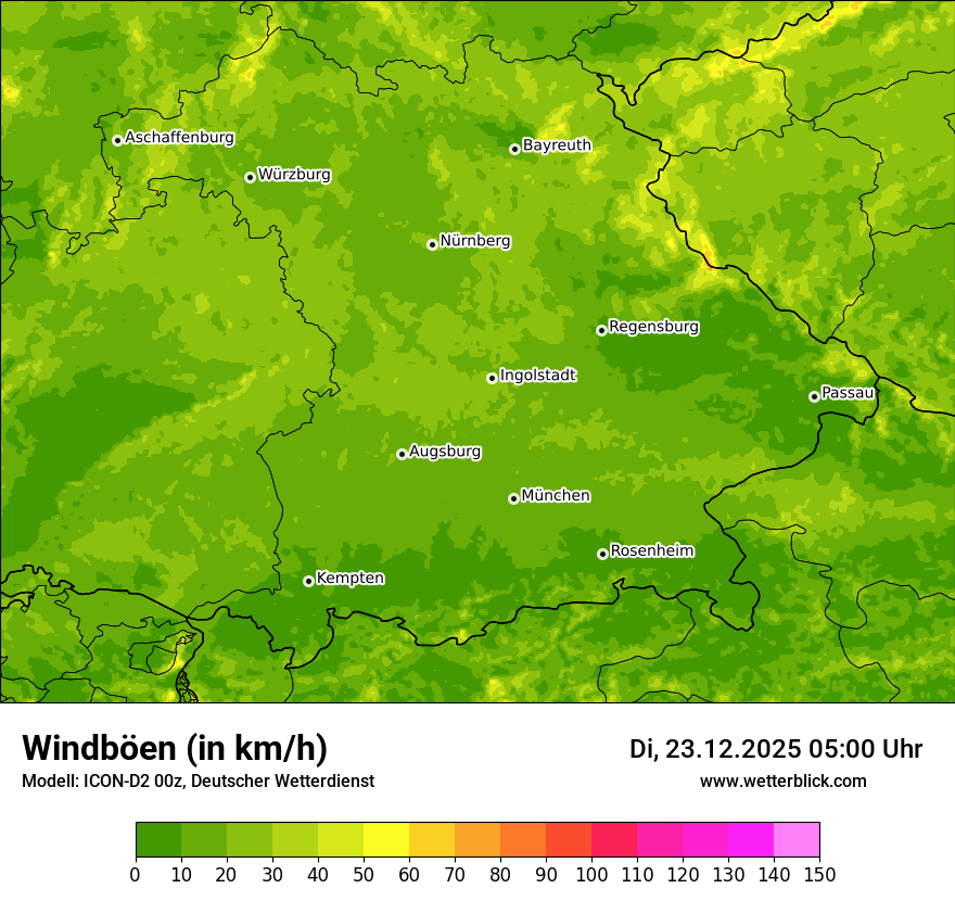 Modellkarten Windgeschwindigkeit