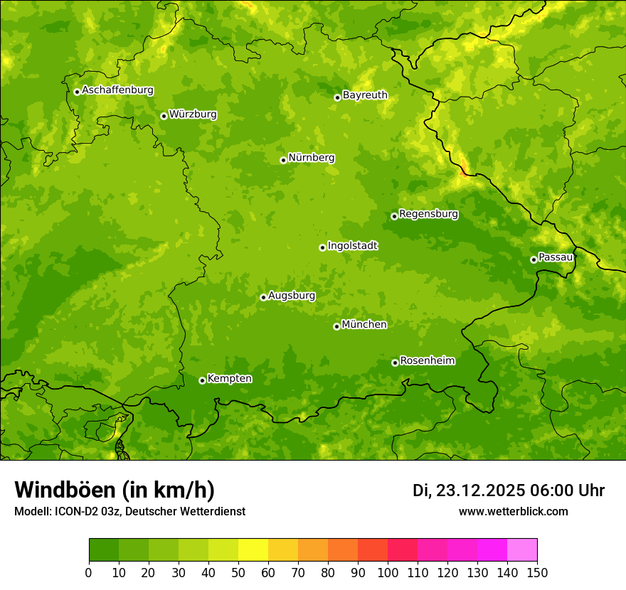 Modellkarten Windgeschwindigkeit