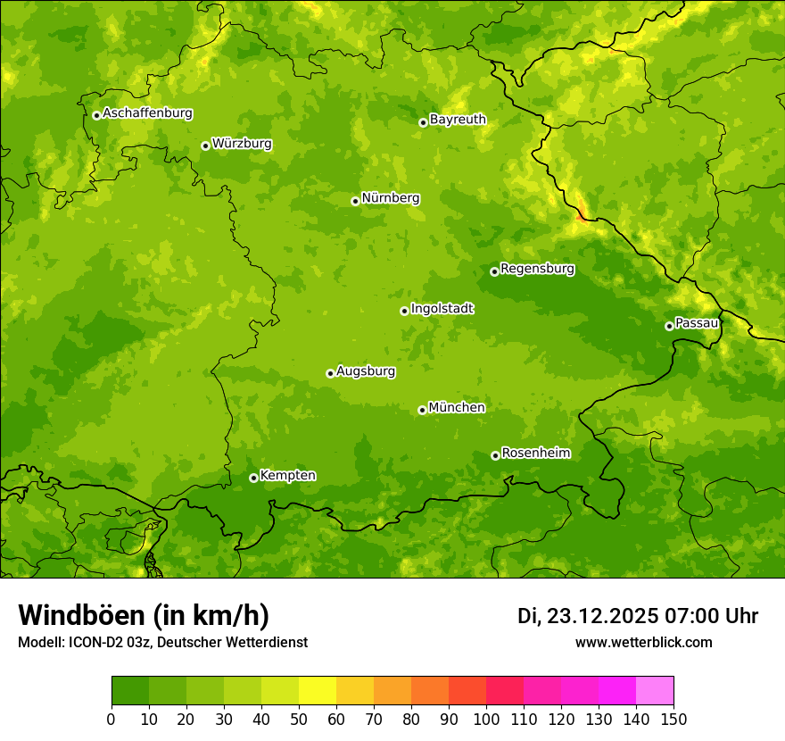 Modellkarten Windgeschwindigkeit