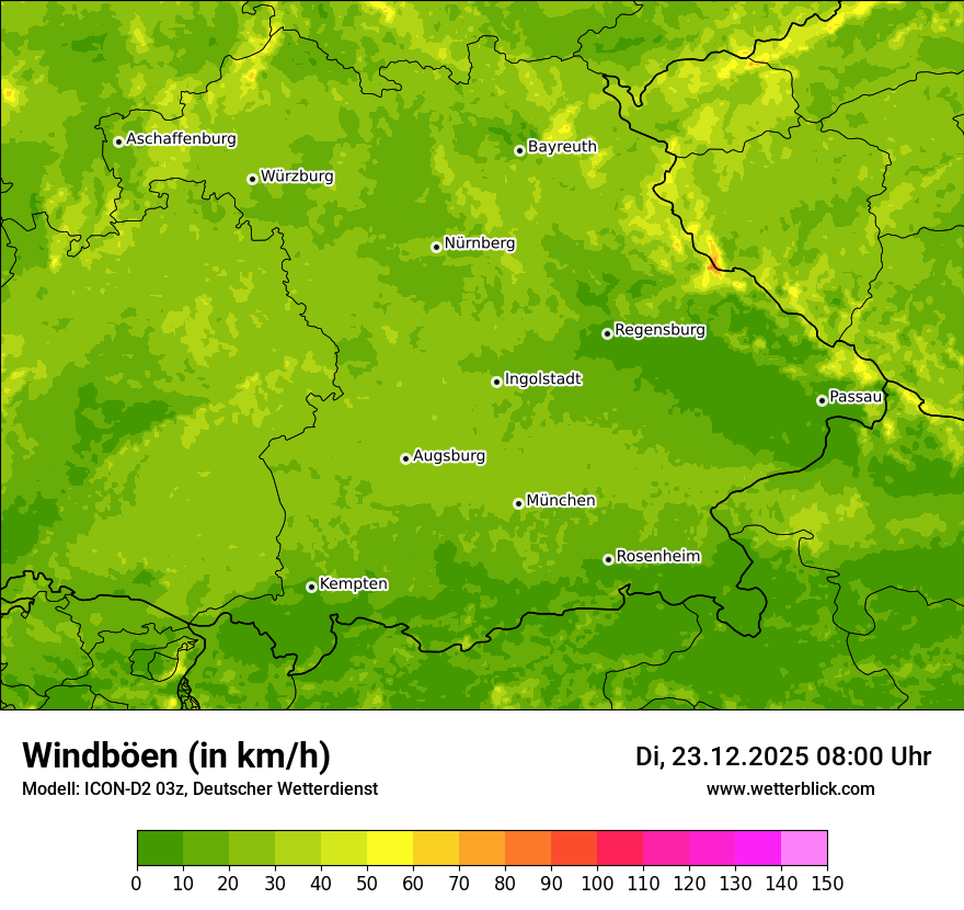 Modellkarten Windgeschwindigkeit
