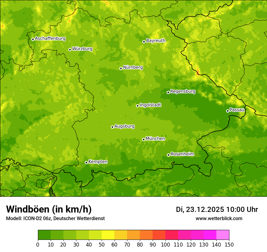 Modellkarten Windgeschwindigkeit