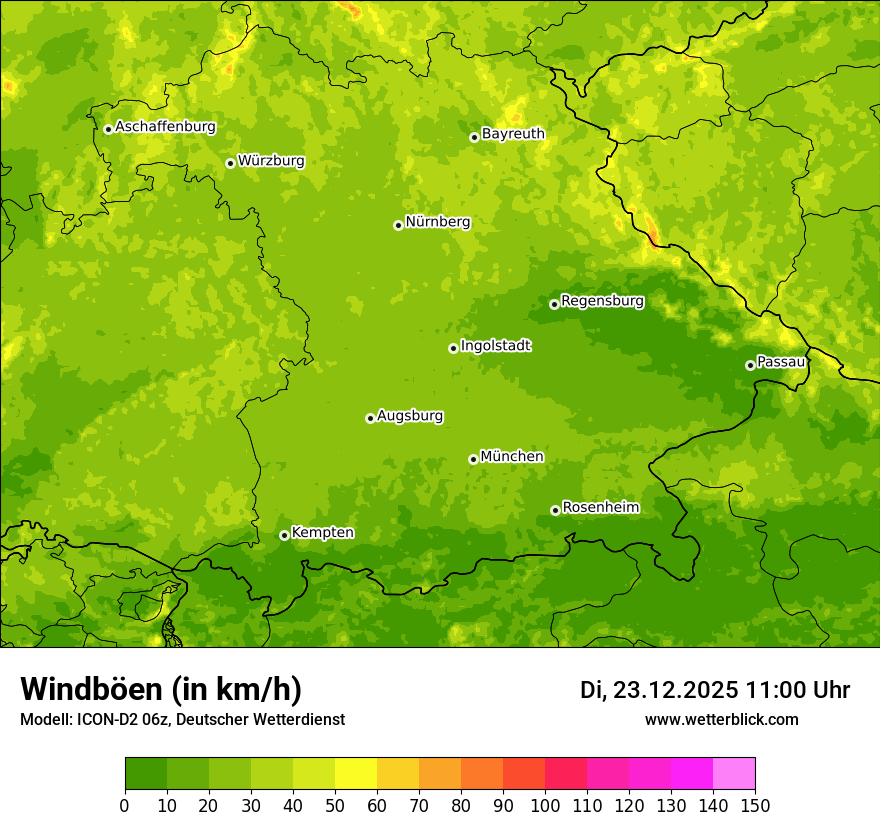 Modellkarten Windgeschwindigkeit