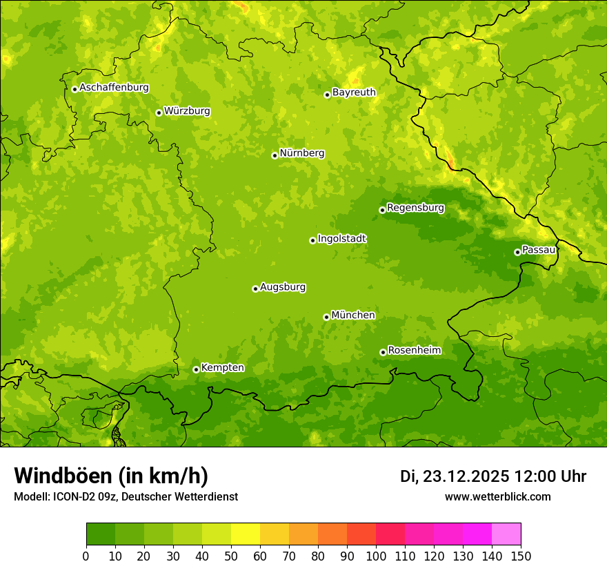 Modellkarten Windgeschwindigkeit